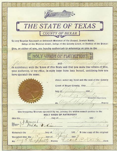 Wedding Planner Marriage Documents In Texas