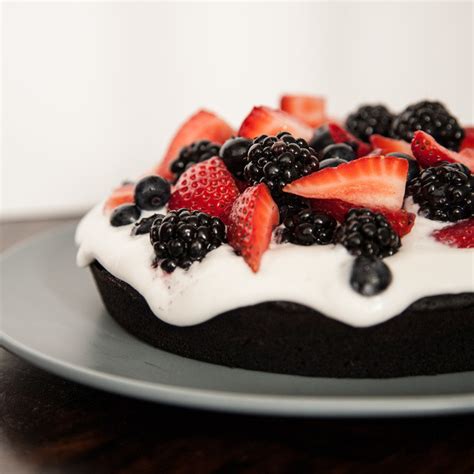 Dark Chocolate Cake With Berries Coconut Cream How To Bake A Chocolate Cake Recipes On Cut