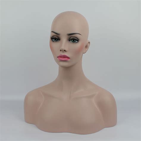 Retail And Services Realistic Female Fiberglass Mannequin Head Bust For
