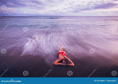 Woman Relaxing On Tropical Beach Stock Image Image Of Dream