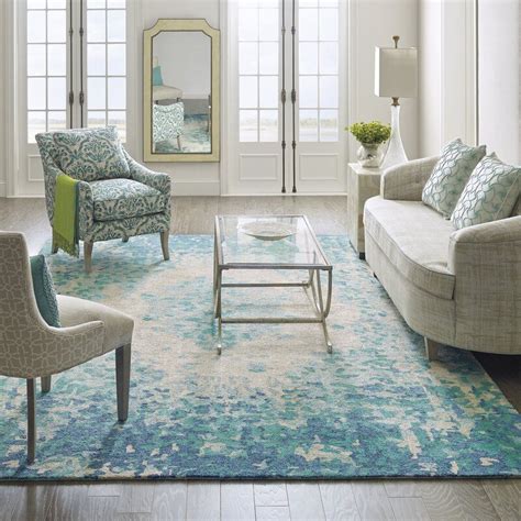 Looking Glass Abstract Handmade Tufted Bluebeige Area Rug In 2020