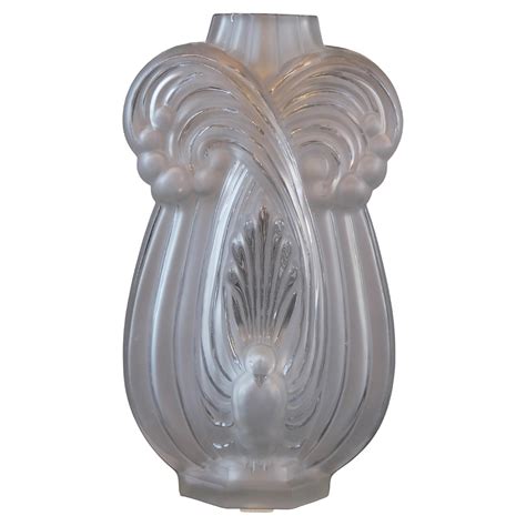 Art Deco Relief Frosted Glass Vase By Etling At 1stdibs