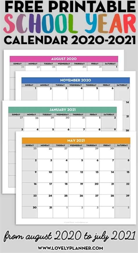 Free Printable 2020 2021 Monthly School Calendar Template Lovely