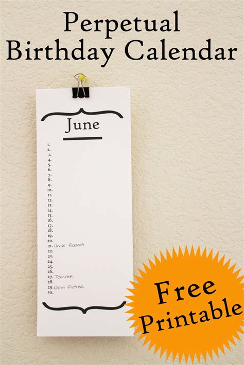 Free Perpetual Calendar Printable Free Letter Templates