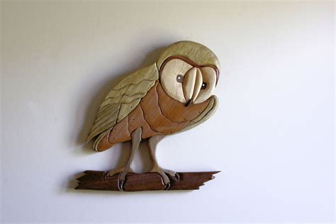Intarsia Owl Barn Owl Wood Art Wall Art Etsy