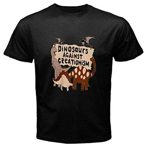 Funny T Shirts Dinosaurs Against Creationism For Adults Men Large Black
