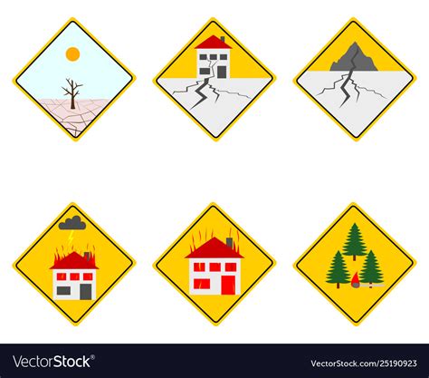 Traffic Warning Sign Natural Disasters Royalty Free Vector