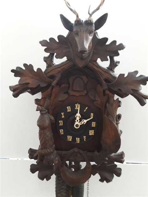 Sold Price Antique German Cuckoo Clock Black Forest Hand Carved Stag