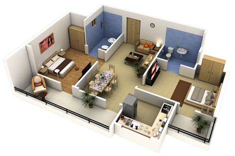 2 Bedroom Apartmenthouse Plans