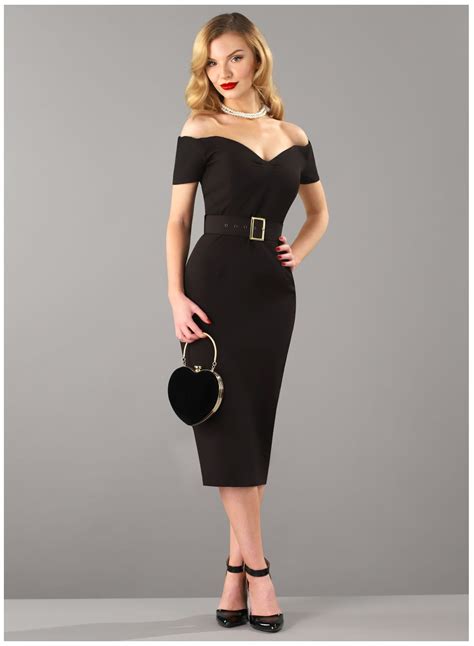 rhonda s revenge black vintage 50s style pencil dress british retro