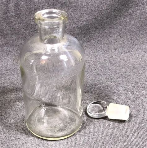 Pyrex Laboratory Lab Glass Bottle And Unmarked Glass Stopper Vintage