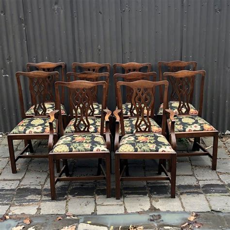 Late 19th Century Chippendale Mahogany Dining Chairs Set Seating