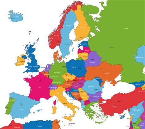 Colorful Map Of Countries In Europe High Res Vector G