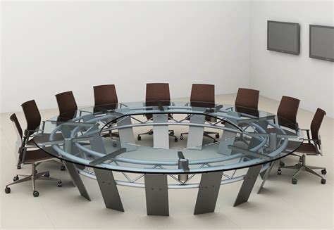 95.5 x 30.4 x 47.5 in. Radian Large Round Conference Table | Stoneline Designs