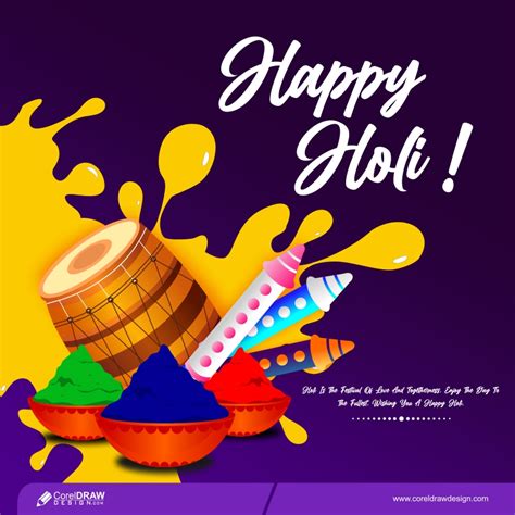 Download Trending Happy Holi Party Flyer With Pichkari Colors And Dhol