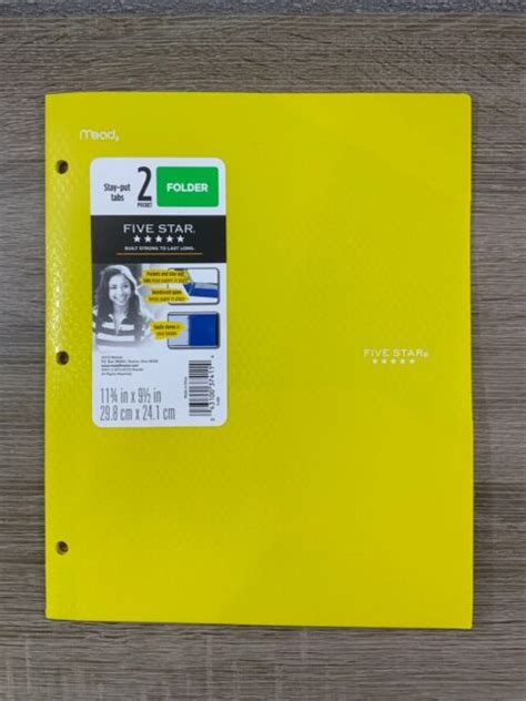 Mead Five Star 2 Pocket Plastic Folder With Stay Put Tabs Multi Colors