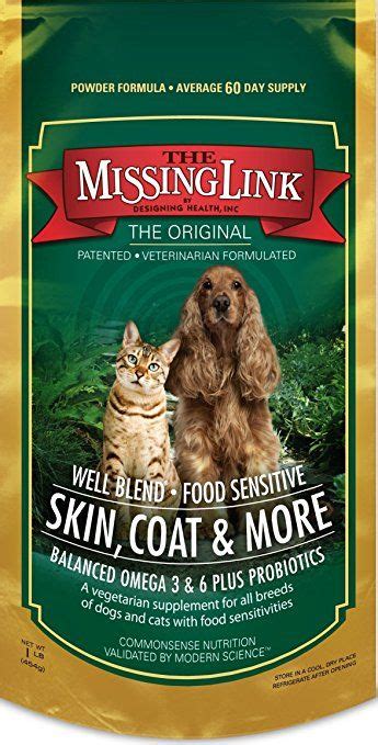 •great source of fish oil for dogs and cats, fatty acids. The Missing Link Well Blend Food Sensitive Skin, Coat ...