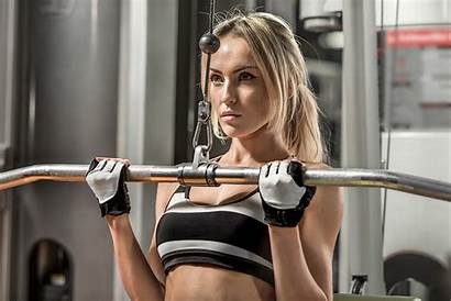 Blonde Fitness Workout Gym Woman Machine Exercise