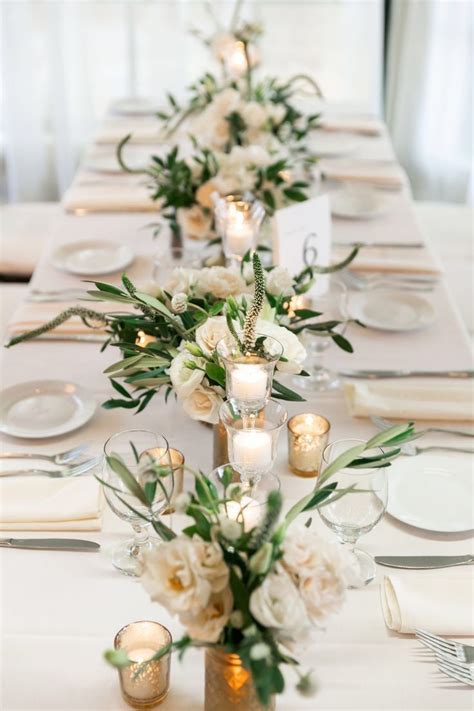 White and gold long wedding table at Latitude 41 in Mystic CT Catering