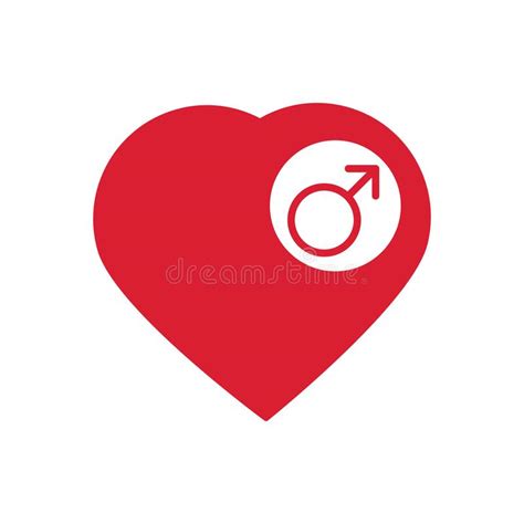 Male Sign Icon Male Sex Heart Button Vector Illustration Stock