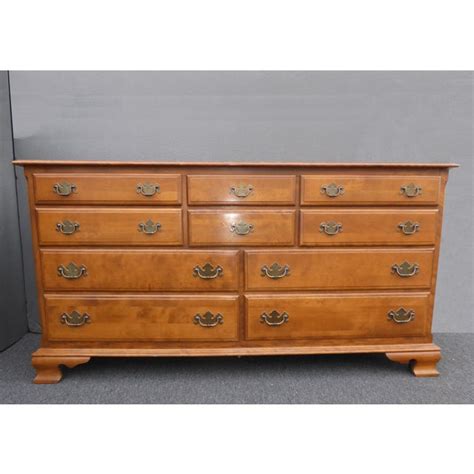 1950s Vintage Ethan Allen French Country Ten Drawer Maple Double