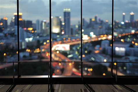 City Night View From The Office Window Stock Photo Download Image Now