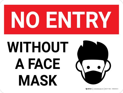No Entry Without A Face Mask With Icon Landscape Wall Sign Creative