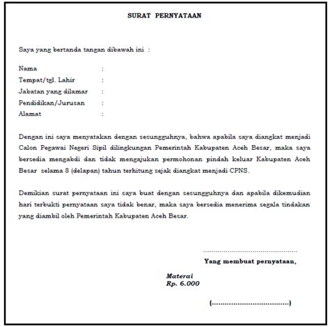 Check spelling or type a new query. 3 Surat Pernyataan CPNS Untuk Pelamar di Pemkab Aceh Besar ...