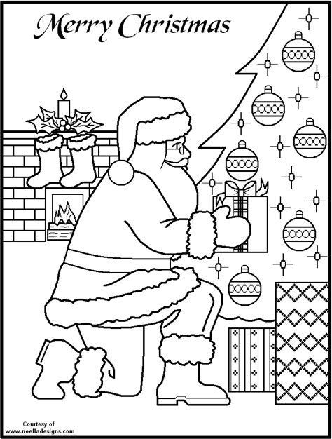 Santa Kneeling Coloring Page Printable Christmas Coloring Pages