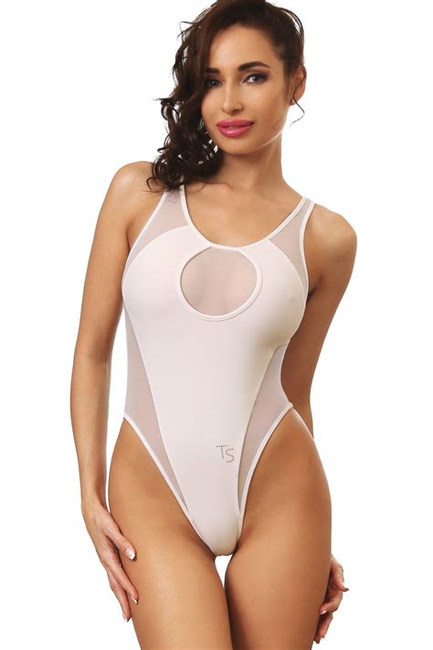 sexy white one piece brazilian swimsuit hot high cut sheer bodysuit monokini truhani