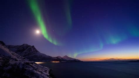 Norway The Northern Lights Night Mountain Pictures