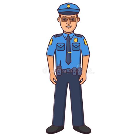 Personnage De Dessin Animé De Policier Homme De Police En Uniforme