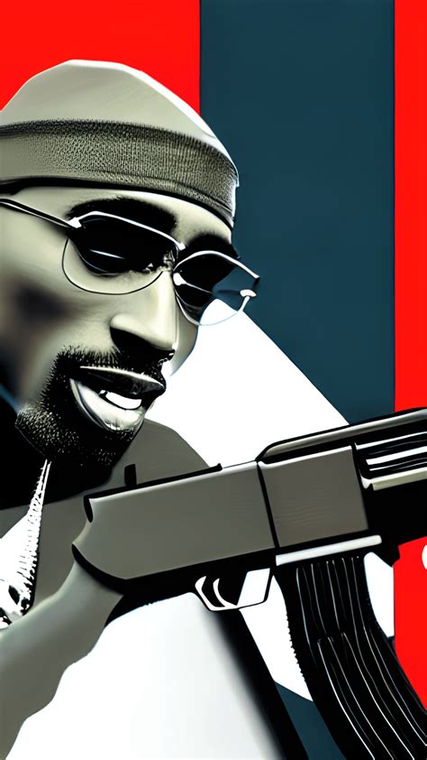 Tupac Shakur Rapper With Ak47 Photo · Creative Fabrica