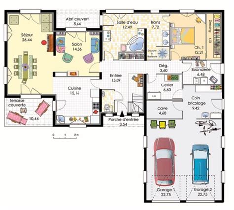 maison plain pied avec 2 garages