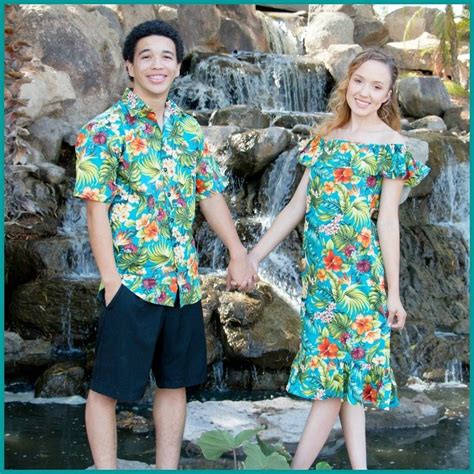 Matching Hawaiian Couples Outfit Ladies Hawaiian Dress Mens Etsy