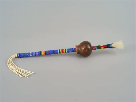 gourd peyote rattle with beaded handle joseph rice gilcrease museum