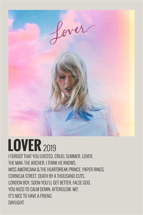 Alternative Minimalist Music Album Polaroid Poster Lover Taylor Swift Album Cover Taylor