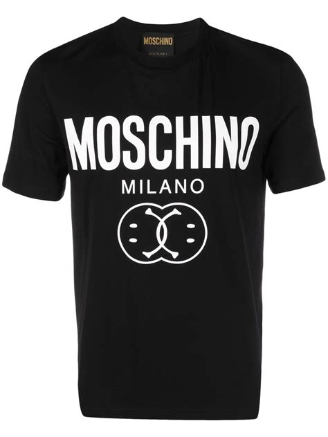 Moschino Smile Logo Print Stretch Cotton T Shirt Farfetch