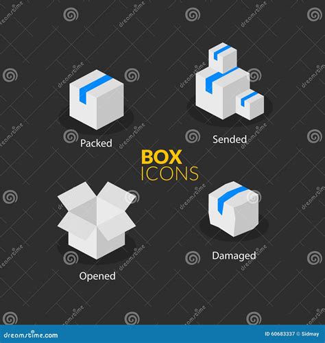 Box Logo Template Flat Icons Set Stock Vector Illustration Of Cargo