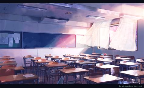 Xi Chen Chen Original Absurdres Highres Ceiling Light Chair Chalkboard Classroom