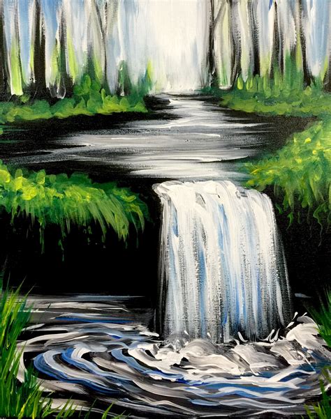 Watercolor Painting Waterfall Beautiful Easy Nature Drawings Canvas Syrop