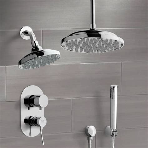Chrome Dual Shower Head System With Hand Shower In Shower Heads