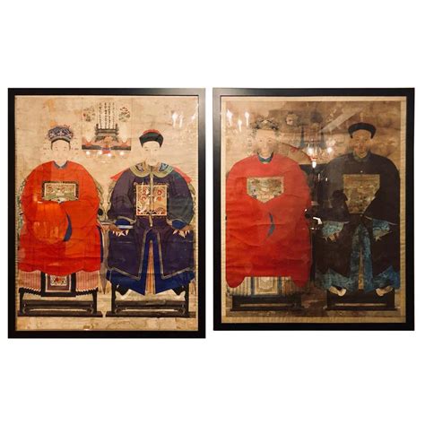 Pair Chinese Ancestral Portraits At 1stdibs