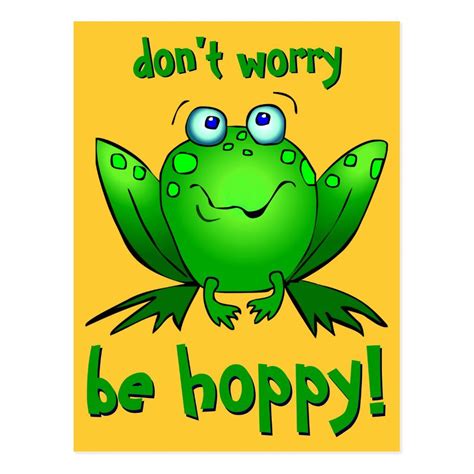 Green Frog Dont Worry Be Hoppy Postcards Zazzle I Miss You Cute