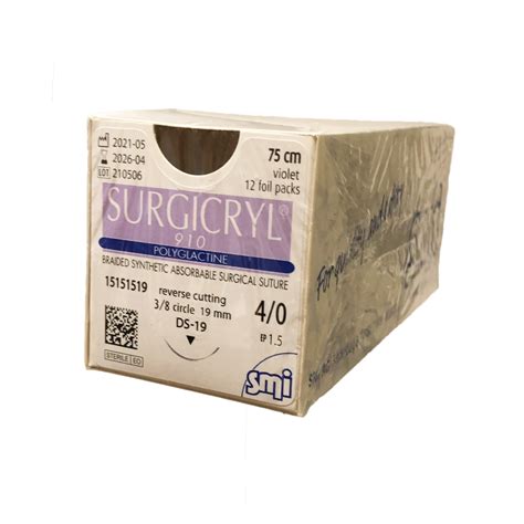 Smi Sterile Absorbable Polyglactine 910 Sutures 40 With 19mm Needle