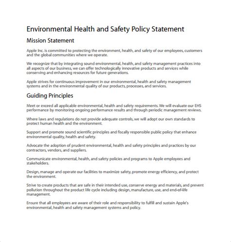 11 Sample Health And Safety Policy Templates Sample Templates