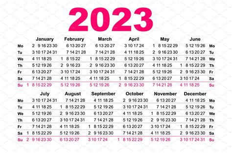 Pocket Calendar 2023 Printable 2023 Calendar Printable