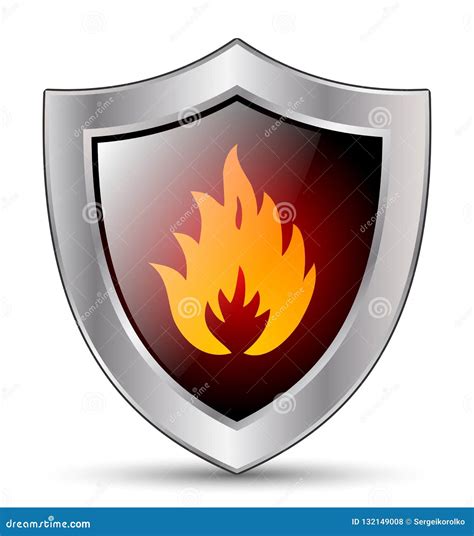 Shield With The Sign Of Fire Vector Icon Stock Vector Illustration