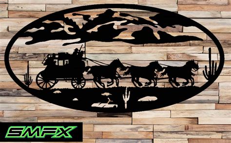 Western Stagecoach Scene Metal Wall Art Smfx Metal Art