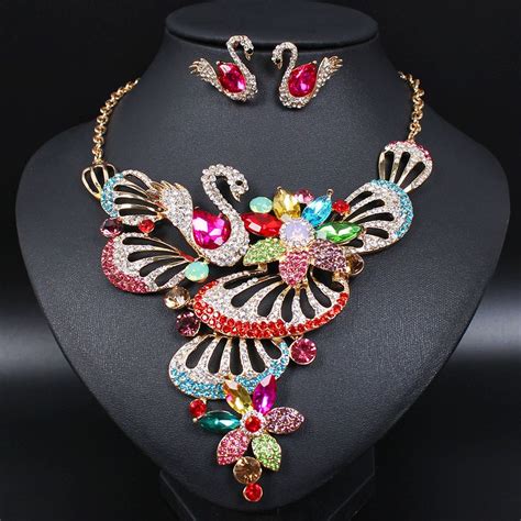 The most cultural and known traditional indian wedding gift of all time is money. Luxury Swan Indian Brides Crystal Necklace Earrings Sets ...